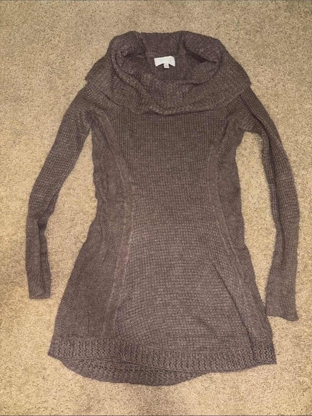 ANGEL of the NORTH X Anthropologie. Cozy Cowl Neck Knit Sweater Dress - Taupe